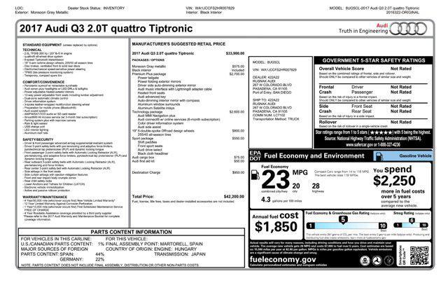 used 2017 Audi Q3 car, priced at $12,400