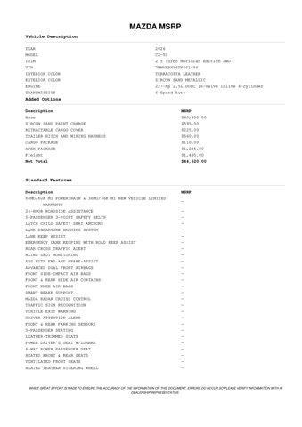 new 2026 Mazda CX-50 car, priced at $43,229