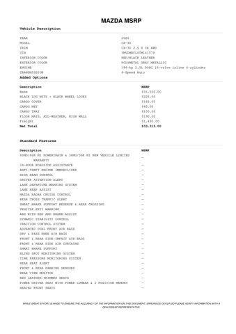 new 2026 Mazda CX-30 car, priced at $32,381