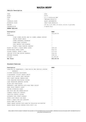 new 2026 Mazda CX-50 car, priced at $34,297