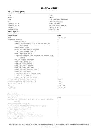 new 2026 Mazda CX-90 car, priced at $44,625