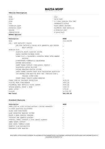 new 2026 Mazda CX-90 PHEV car, priced at $58,571