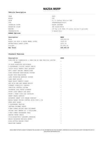 new 2025 Mazda CX-5 car, priced at $33,189