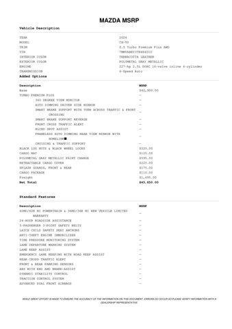 new 2026 Mazda CX-50 car, priced at $44,540