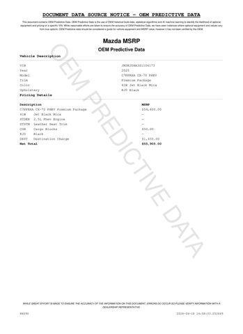 used 2025 Mazda CX-70 PHEV car, priced at $39,413