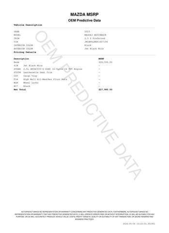 used 2023 Mazda Mazda3 car, priced at $20,971