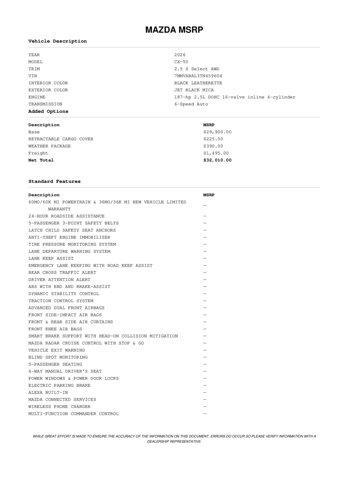 new 2026 Mazda CX-50 car, priced at $31,139