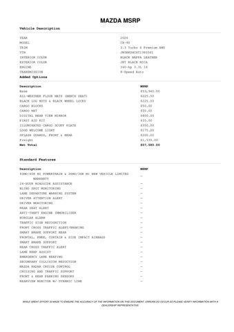 new 2026 Mazda CX-90 car, priced at $55,780