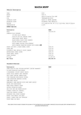 new 2025 Mazda CX-50 Hybrid car, priced at $40,698