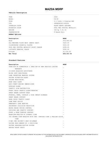 new 2026 Mazda CX-90 car, priced at $55,615