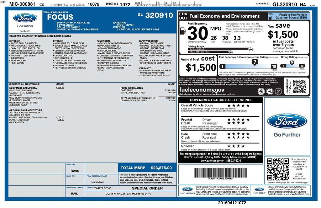 used 2016 Ford Focus car, priced at $9,400