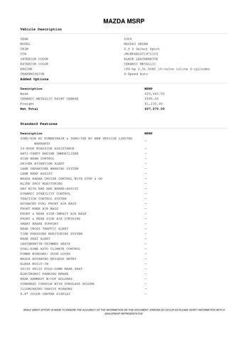 new 2026 Mazda Mazda3 car, priced at $25,551