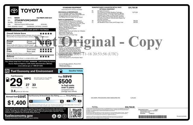 used 2021 Toyota RAV4 car, priced at $27,400