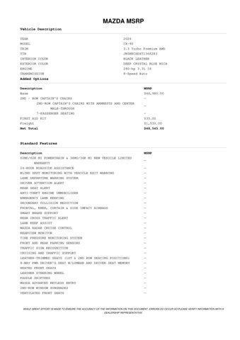 new 2026 Mazda CX-90 car, priced at $47,545