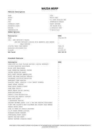 new 2026 Mazda CX-90 PHEV car, priced at $56,159