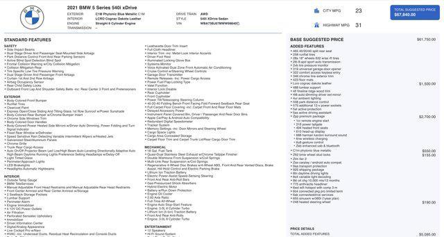 used 2021 BMW 540 car, priced at $30,700