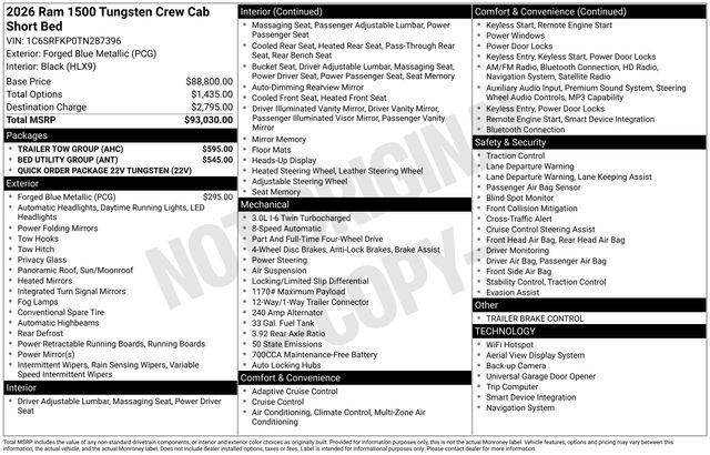 new 2026 Ram 1500 car, priced at $80,619