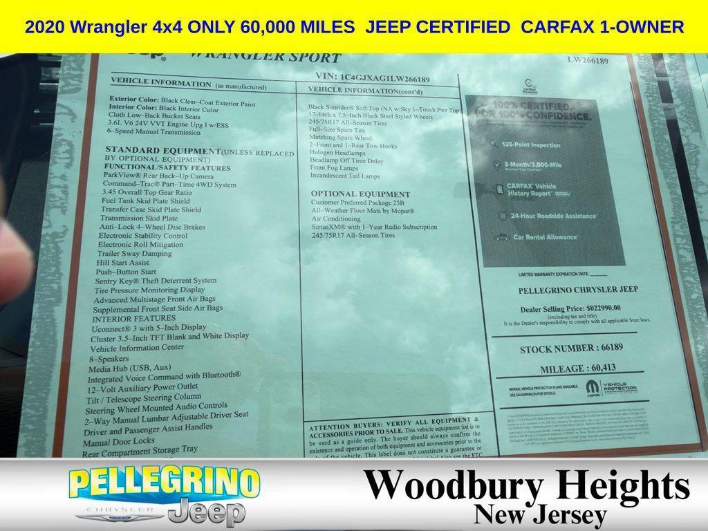 used 2020 Jeep Wrangler car, priced at $18,576
