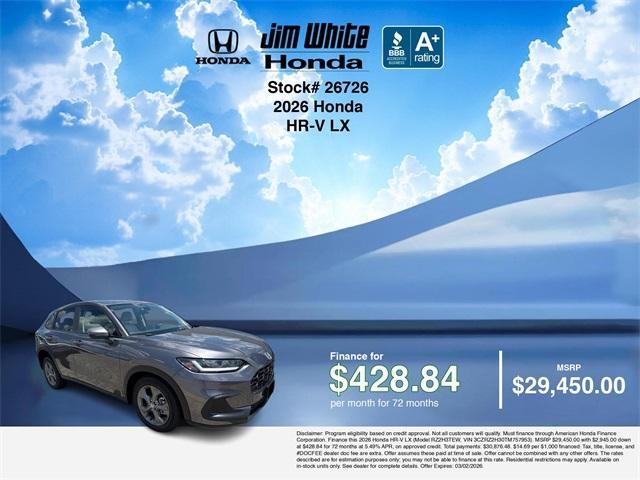 new 2026 Honda HR-V car, priced at $29,200