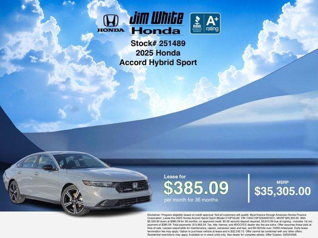new 2025 Honda Accord Hybrid car, priced at $34,205
