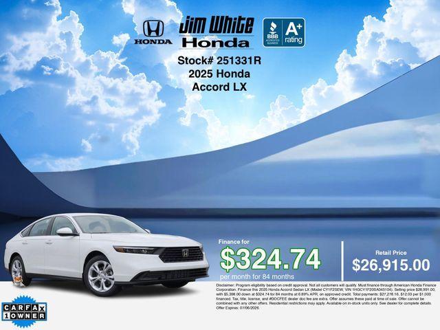 used 2025 Honda Accord car, priced at $26,517