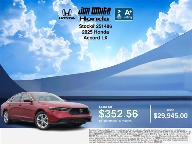 new 2025 Honda Accord car, priced at $28,845