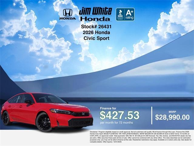 new 2026 Honda Civic car, priced at $28,740