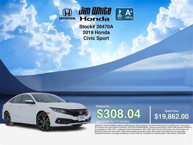 used 2019 Honda Civic car, priced at $19,651
