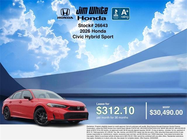 new 2026 Honda Civic Hybrid car, priced at $30,240