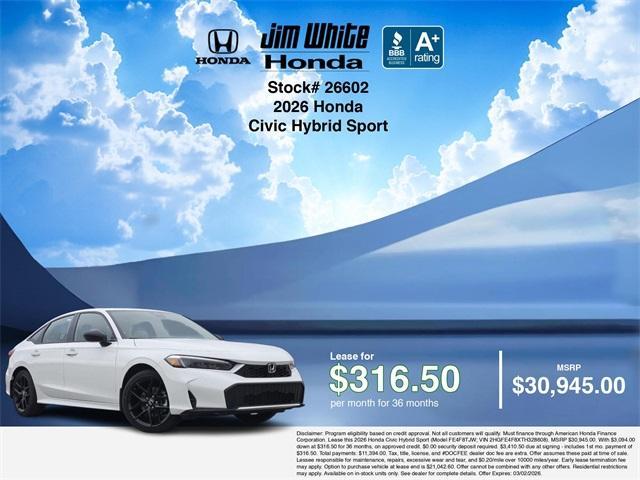 new 2026 Honda Civic Hybrid car, priced at $30,695