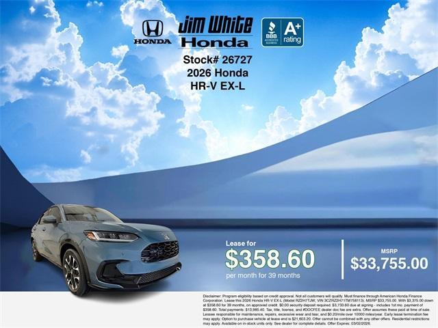 new 2026 Honda HR-V car, priced at $33,505