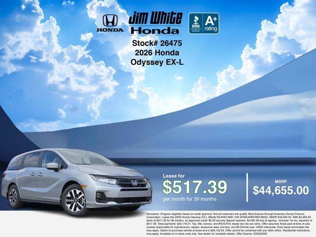 new 2026 Honda Odyssey car, priced at $44,405