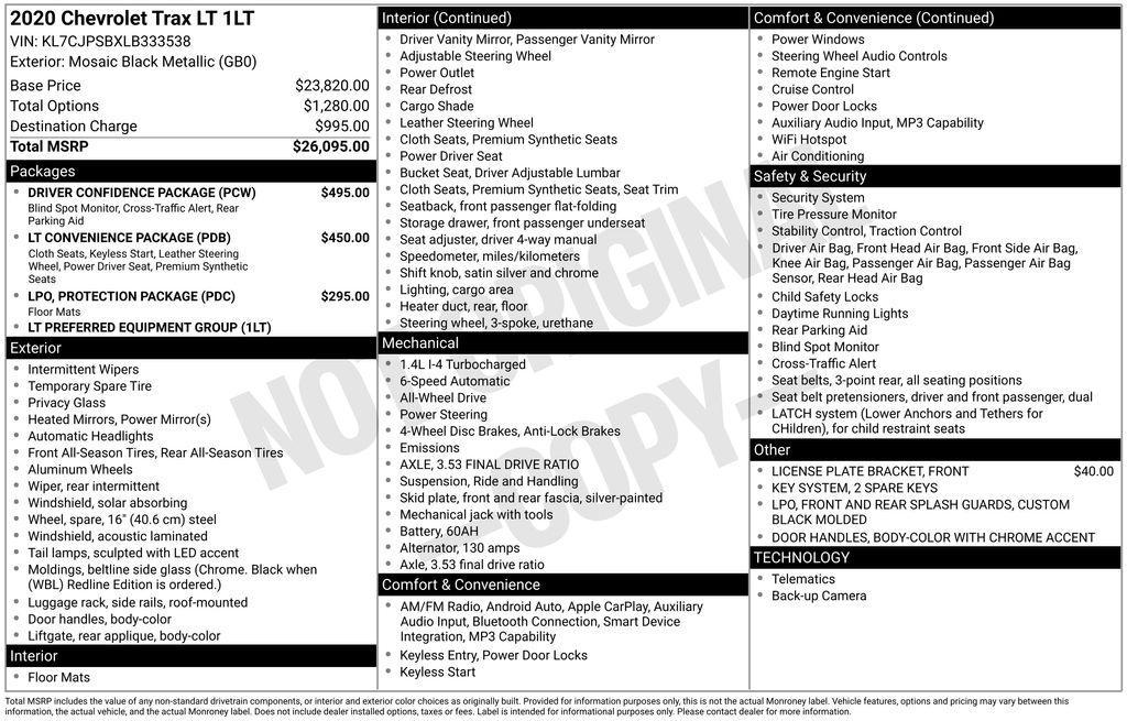 used 2020 Chevrolet Trax car, priced at $14,699