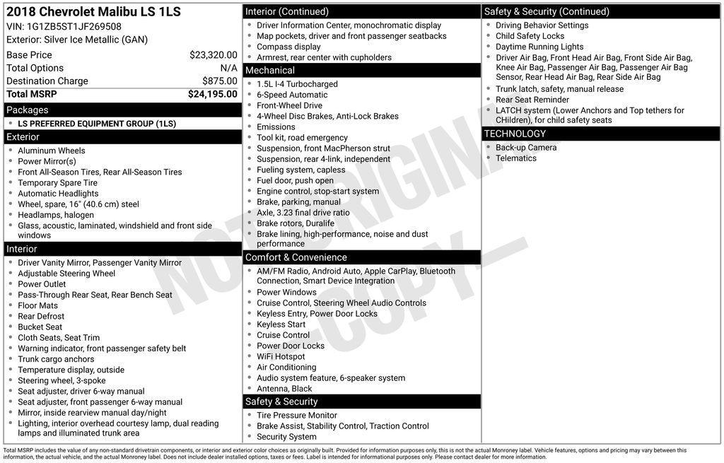 used 2018 Chevrolet Malibu car, priced at $13,777