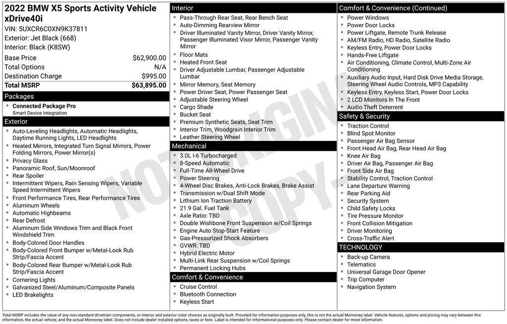 used 2022 BMW X5 car, priced at $38,370