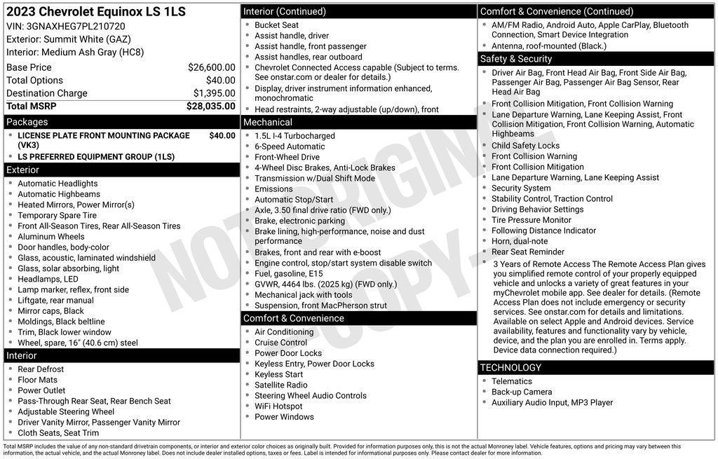used 2023 Chevrolet Equinox car, priced at $20,500