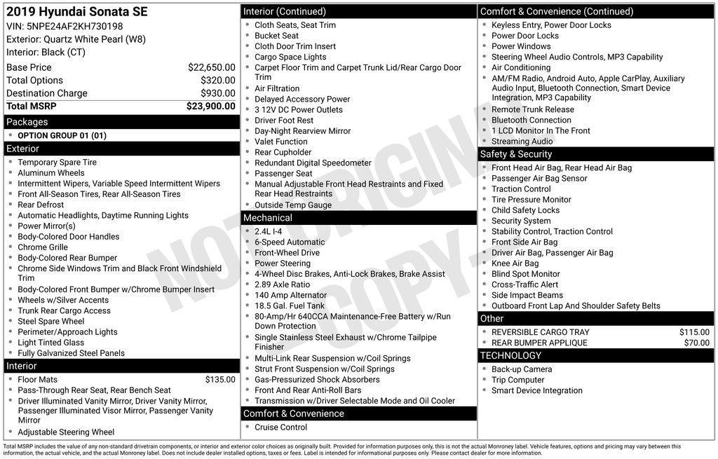 used 2019 Hyundai Sonata car, priced at $13,100