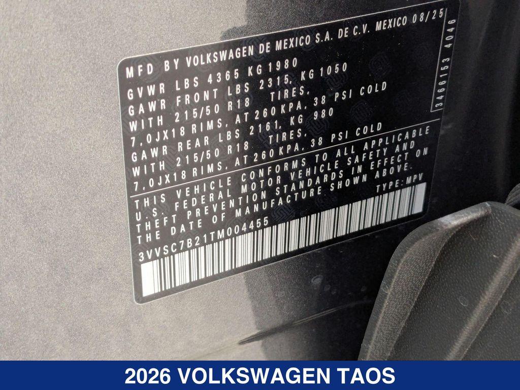 new 2026 Volkswagen Taos car, priced at $31,610