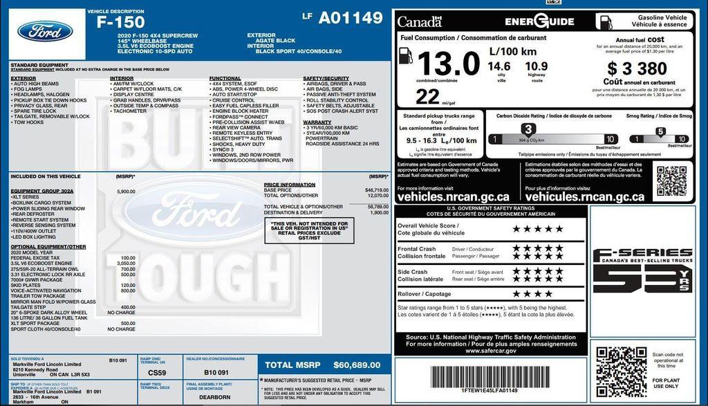 used 2020 Ford F-150 car, priced at $30,000