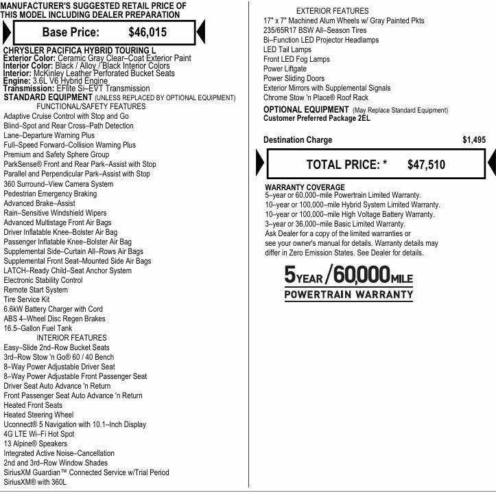 used 2021 Chrysler Pacifica Hybrid car, priced at $17,995