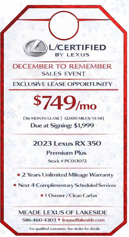 used 2023 Lexus RX 350 car, priced at $42,698