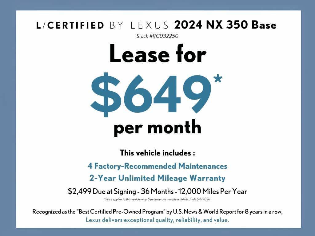 used 2024 Lexus NX 350 car, priced at $38,878