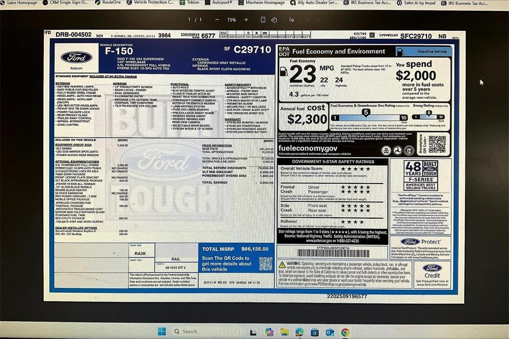 new 2025 Ford F-150 car, priced at $55,118