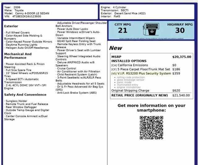 used 2006 Toyota Camry car, priced at $6,200