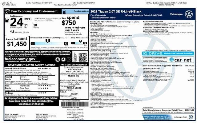 used 2022 Volkswagen Tiguan car, priced at $20,895