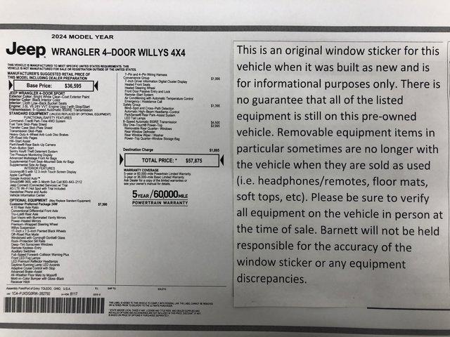 used 2024 Jeep Wrangler car, priced at $42,299
