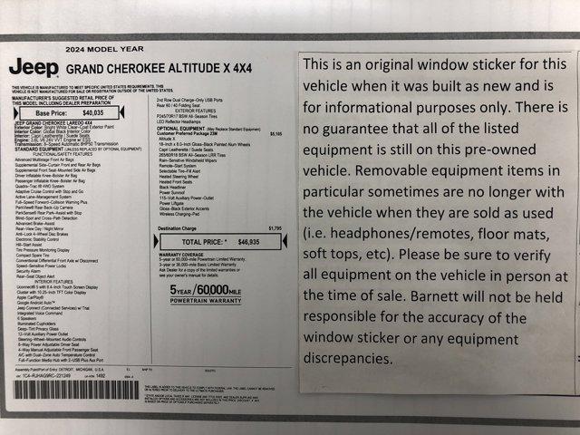 used 2024 Jeep Grand Cherokee car, priced at $33,988