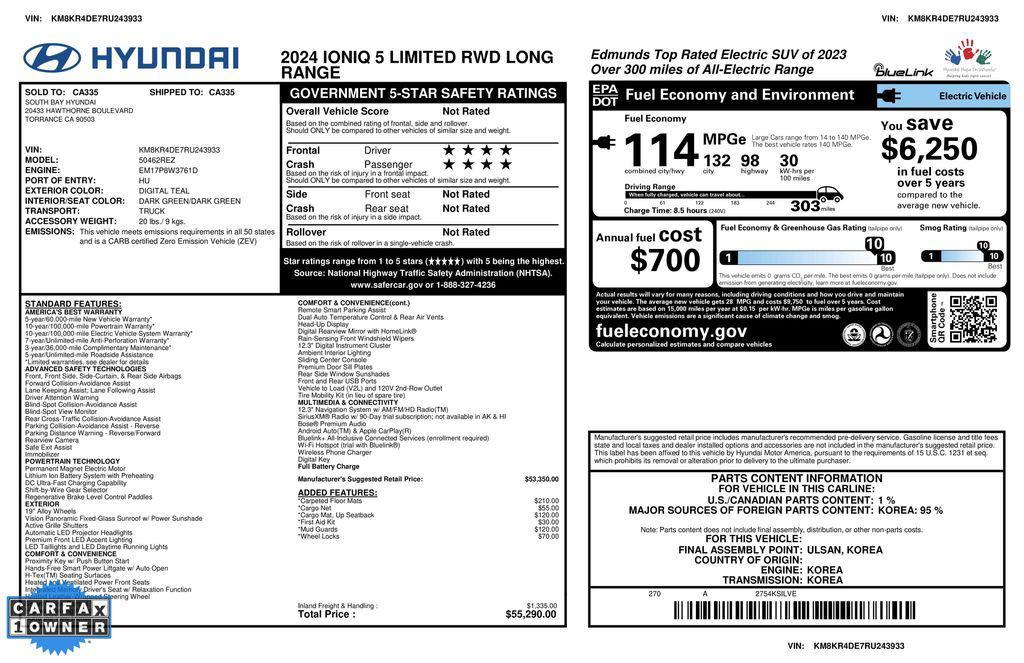 used 2024 Hyundai IONIQ 5 car, priced at $29,998