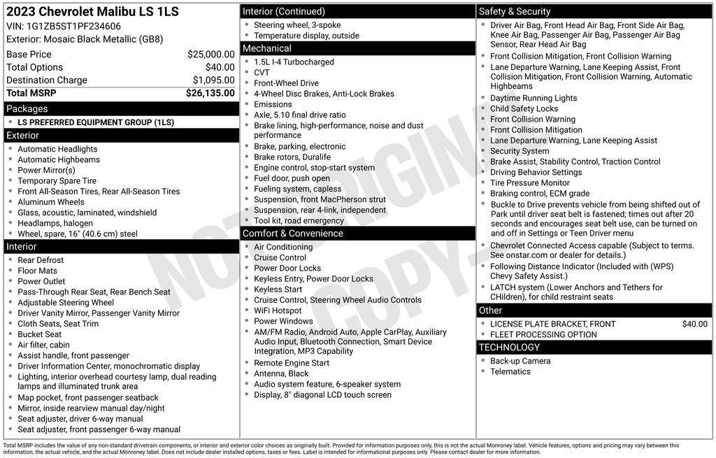 used 2023 Chevrolet Malibu car, priced at $19,590