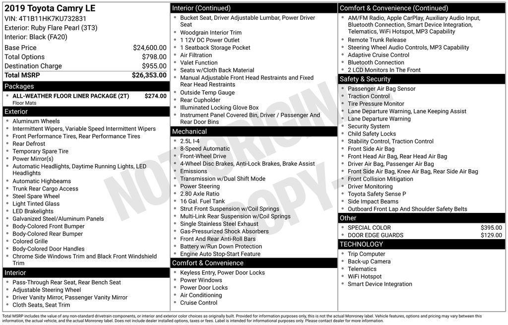used 2019 Toyota Camry car, priced at $19,790